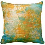 Abstract Orange &amp; Blue Rustic Painting Pillow Cover 20x20