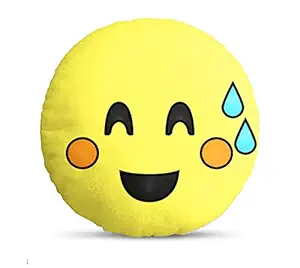 DreamVio Round Shape Velvet Fabric Printed Soft Toy/Smiley/Emoji/Plush/Filled/Emoticons/Icons/Cool Cushions/Pillow, 11x11-inches (Multicolour) Smiley 20