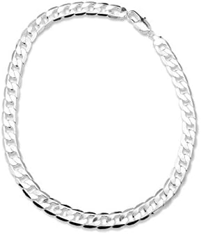 Necklace curb chain 12 mm 50 cm Hallmarked 925 Sterling Silver Plated Jewellery R320