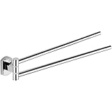 Gedy Edera Plus Toallero Dos Barras, Latón, Plateado, 36x4.6x5.4 cm