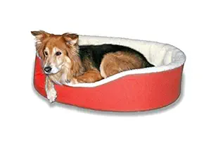 KOZI PET Foam Filled Fabric Round Shape Reversible Dual Soft Bed for Dogs and Cats Export Quality (Red)-Small