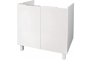 Berlioz Creations CE8BB Meuble Bas de Cuisine sous-Evier Blanc Haute Brillance 80 x 52 x 83 cm, Fabrication 100% française