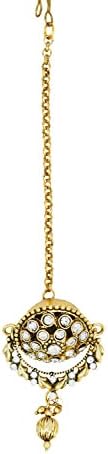 ZAVERI PEARLSGold Toned Glittering with Diamonds Borla Maang Tika for Women - ZPFK5624