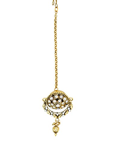 ZAVERI PEARLSGold Toned Glittering with Diamonds Borla Maang Tika for Women - ZPFK5624