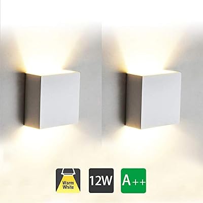 TvFly 12W Moderne Applique Murale Interieur, 2 Pcs Aluminium Led Lampe Murale Blanc Chaud 3000K Appareils d'éclairage pour le Salon, Chambre, Salle de Bains, Cuisine, Salle à manger