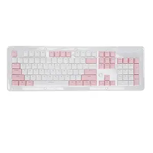 104?Key Keycaps, PBT Material Translucent Backlit Keycaps Charming Appearance for Office for Internet Bar for Home(White Pink)