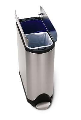 Simplehuman poubelle deluxe papillon tri sélectif, anti-empreintes en acier brossé, 2x20L CW2017