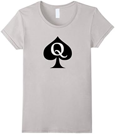 Women's Queen Of Spades T Shirt Large Silver