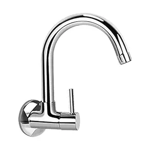 Kerovit Nucleus KB111025 Brass Sink Cock with Swivel Spout (Silver)