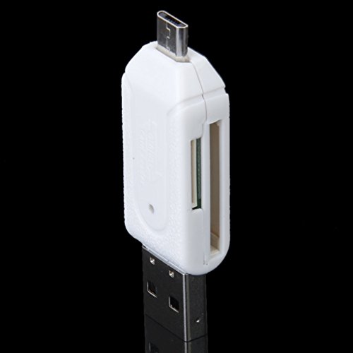 DaoRier Micro USB OTG zu USB 2.0 Adapter SD TF Micro SD Kartenleser Kartenlesegerät mit standard USB Male Micro USB Male Card Reader für SDXC SDHC SD MMC RS-MMC PC Smartphones Weiss - 2