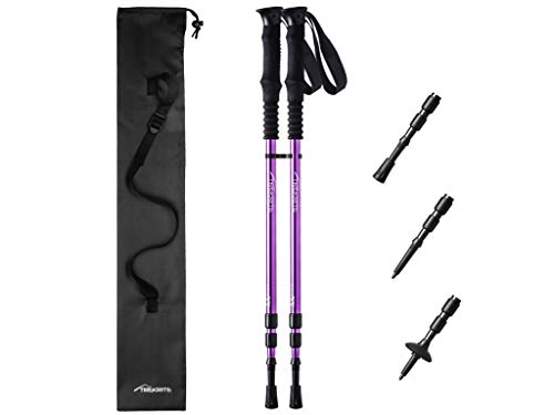 Pair of Trekrite Women's Antishock Hiking Sticks / Walking Poles - Purple