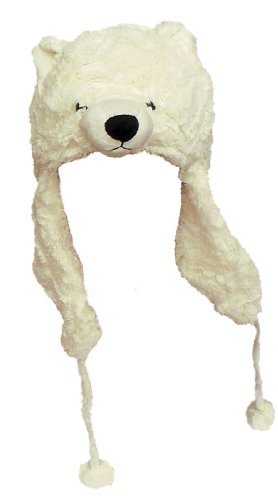 Preisvergleich Produktbild Inware 6892 - Mütze, Motiv Eisbär, creme, Pelzoptik, Tiermütze, Plüschmütze