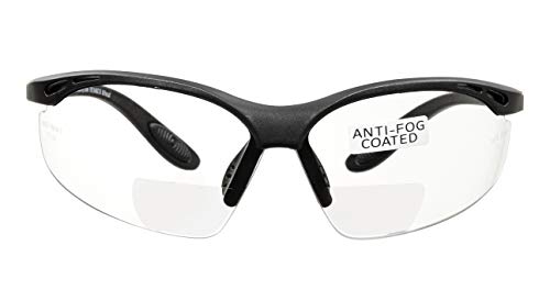 voltX 'CONSTRUCTOR' (TRANSPARENTE dioptría +2.5) Gafas de Seguridad de Lectura BIFOCALES que cumplen con la certificación CE EN166F / Gafas para Ciclismo incluye cuerda de seguridad - Reading Safety Glasses