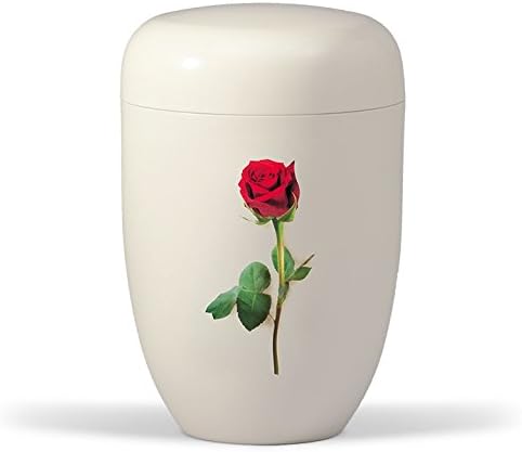 White with Red Rose Biodegradable Funeral Cremation Ashes Urn for Adult (609)