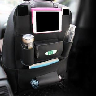 Vokua Car Back Seat Organiser Seat Back Protector Waterproof Leather Car Multi-Pocket Tidy Storage Bag for Car SUV,Kids Toy Storage iPad Car Holder Multi,Car Kick Mat Protector