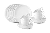 Spülmaschinengeeignet KPM Berlin Urbino Breakfast-Set, Porzellan, Weiß, 18-teilig in Geschenkverpackung