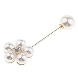 Flor de perla hecha a mano con broche de diamantes de imitación, joyería de moda de palo largo para hombres mujeres;