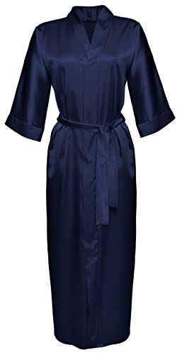 Preisvergleich Produktbild DKaren-Nachtwäsche Morgenmantel aus Satin 130 (marine, XL)