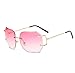 Produktbild Amcool Unisex Sommer Mode Platz Farbverlauf Brille Flieger Spiegel Reise Sonnenbrille (Rosa)