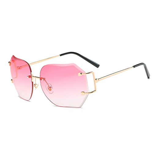 Preisvergleich Produktbild Amcool Unisex Sommer Mode Platz Farbverlauf Brille Flieger Spiegel Reise Sonnenbrille (Rosa)