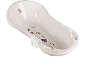 OKT KIDS Baignoire XXL 100 cm Hippo Blanc + Gant à Laver