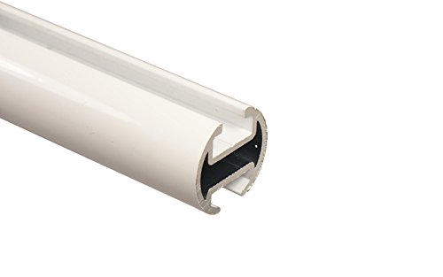 Innenlauf Gardinenstange 2-läufig aus Aluminium und Holz weiß, 20 mm, Endstück Kegel, 120 cm - 2