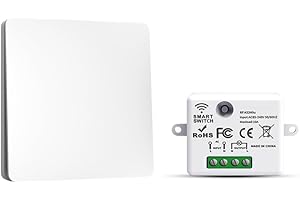 HYHIOTS RF433 Funk Lichtschalter Set, Funkschalter Batterielose, Funk-Sender-Sicherheitsschalter und Empfänger-Controller 10A, Funk Schalter 240V, Wandlichtsschalter, Funk-Lichtschalter (1 Way Kit)