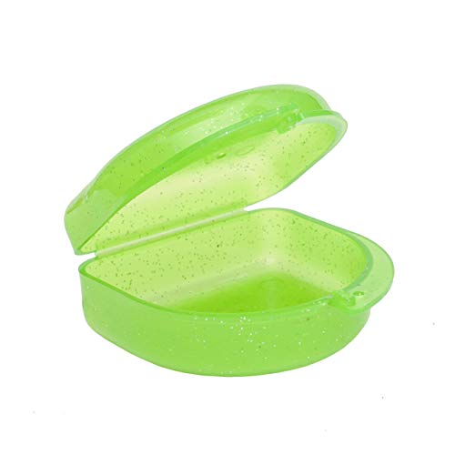 Estuche para Retenedor, Protector Bucal, Férulas, Dentaduras & Más Aparatos Dentales (Verde con Escarcha)