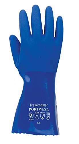 Profi Gummihandschuhe aus PVC blau Modell Trawler 30 cm lang chemikalienbeständig - 2