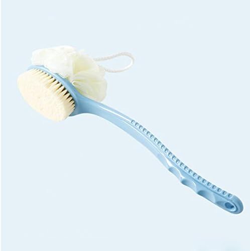 ZHIHUI Curved Bath Body Brush Multi-Function Non-Slip Long Handle Soft Comfortable Back Brush With Bath Flower,Blue