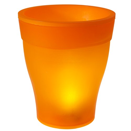 LED Blumentopf Blumenumtopf Umtopf beleuchtet Batteriebetrieb in 6 verschiedenen Farben erhältlich 18 x 15 cm (orange)