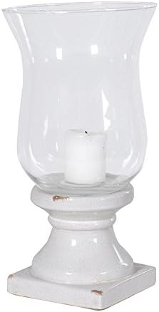 Tutti Decor Crackle Glaze Base Hurricane Lantern/Candle Holder ideal for shabby chic French interior styles. W18cm D18cm H31cm