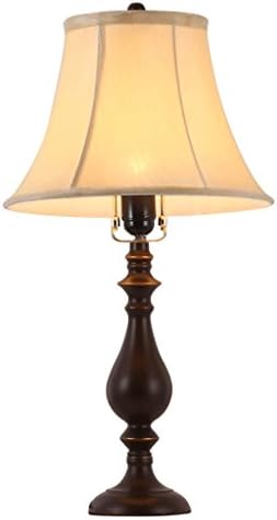 SMILR Vintage Industrial style Iron Table Lamp, Bedroom Study room Lighting lamp fixture, Beige Linen lampshades &amp; Drops-shape lamp post, E27 Vintage, 27.147in * 13.78in * 9.45in