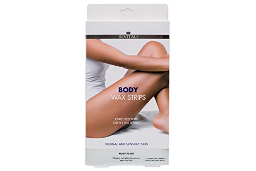 Body Hair Removal Wax Strips formulated for the care of dry and sensitive skin, enriched 100 % ecological Green Tea and mint 12 body Wax Strips