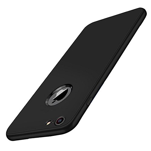 Qissy Carcasa iPhone 7plus  360 Todo Incluido TPU Silicona Flexible Anti-Scratch Anti-Huella Dactilar a Prueba de Choque Suave Protective Case Cover Skin para iPhone 7P 5 5    Negro 