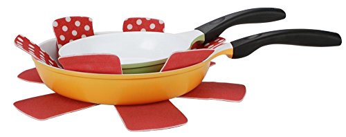 6 Stück culinario (2 x 3er Set) Pfannenschutz 38 x 38 cm, Stapelhilfe und Kratzschutz für Pfannen, grau - 2