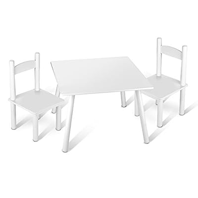 Leomark Table et 2 chaises enfant couleur blanche Chambre enfant Meuble enfant Mobilier Chaise d'enfant Baby