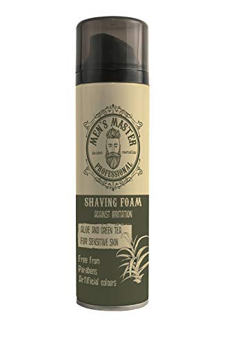 Espuma hidratante de afeitar para piel sensible con Aloe Vera y Té Verde, 200 ml de Men's Master