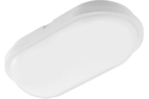 HOROZ ELECTRIC Lámpara de Bodega LED AYDOS 20W 2050lm 4200K Blanco Neutro - Aplique de Pared Blanco Ovalada - IP65 Resistente al Agua - Lámpara de Techo para Sótanos, Cuarto, de Baño, Garaje