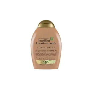 OGX Ever Straightening + Brazilian Keratin Smooth Conditioner |With Coconut Oil, Keratin Proteins, Avocado Oil & Cocoa Butter, For Dry, Curly, Frizzy & Fine hair, Sulfate Free Surfactants, No Parabens, 385 ml