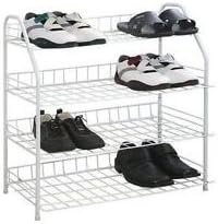 Durable Functional Free Standing Four Tier White Wire Shoe Rack Organizer \ Furniture Home House Cabinet Desk Shelf Stand Dresser Seat Dining Living Room Chairs Table Contemporary Stylish Unique Ottoman Stuff Parents Kids Outdoor Indoor Sleeping Beside Office Hotel Entrance Decorative Special Large Big Small Durable Quality Couch Bedroom Modern Kitchen Gadgets Wood Solid