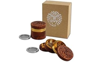 Black Leaf - Grinder con stampa maori, 4 pezzi, diametro 60 mm, frantumatore in alluminio e legno di alta qualità con camera per polline, grinder premium con denti a forma di diamante