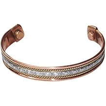 Mogul Interior Copper Magnetic Bracelet Cuff Cross Design Brown Unisex Effectively Relieve Joint Pain