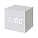 Produktbild Ankkiro Digital Alarm Clock Wooden LED Light Multifunctional Modern Cube Displays Date Temperature for Home Office Travel (Weiß)