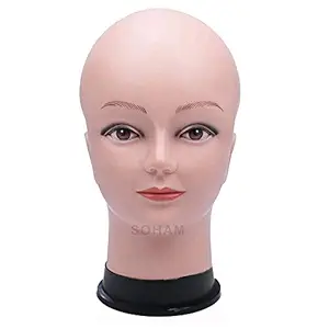 SOHAM: Female Head Mannequin - Women Head Dummy - Display Stand Hair Wig | Scarf | Cap | Face for Sunglasses | Eye Glasses Holder | Hat Display Model Stand | - 12 Inch Size (Skin Color)