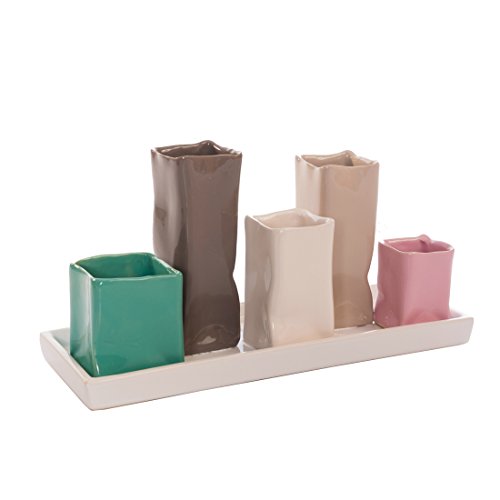 Keramikvasenset Blumenvase Keramikvasen bunt Vase Blumen Pflanzen Keramik Set Deko Dekoration 1 Set - 2