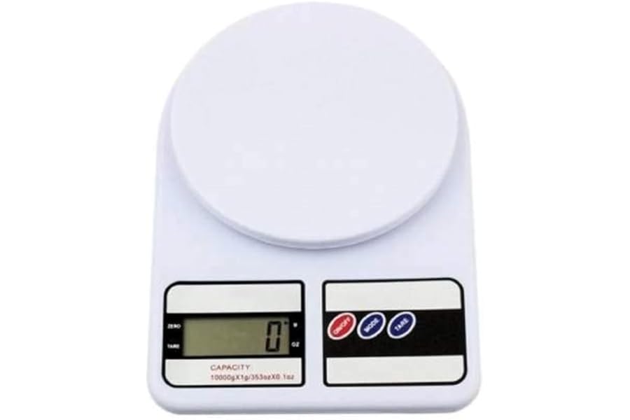 Digital Kitchen Scale with LCD Display, 10kg/353oz Capacity, High Precision Food Weighing, Multiple Units Conversion, White