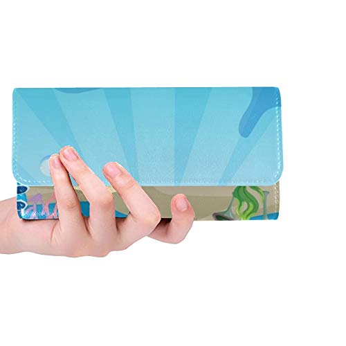 Preisvergleich Produktbild Einzigartige benutzerdefinierte Cartoon Unterwasser Ozean Boden Natur Frauen Trifold Wallet Lange Geldbörse Kreditkarteninhaber Fall Handtasche