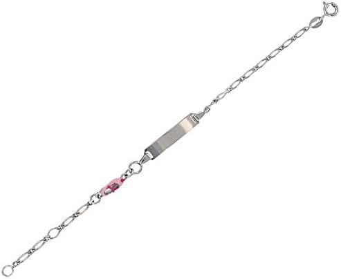 Suzette et Benjamin – Ballerina Pink Glitter Identity Curb Chain Silver 925/1000 Silver – Child