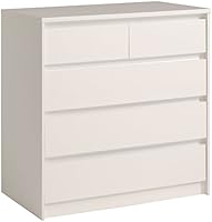 Parisot 3803CO5T Commode chambre &agrave; coucher - Commode 5Tir Ontario Blanc brillant Bois